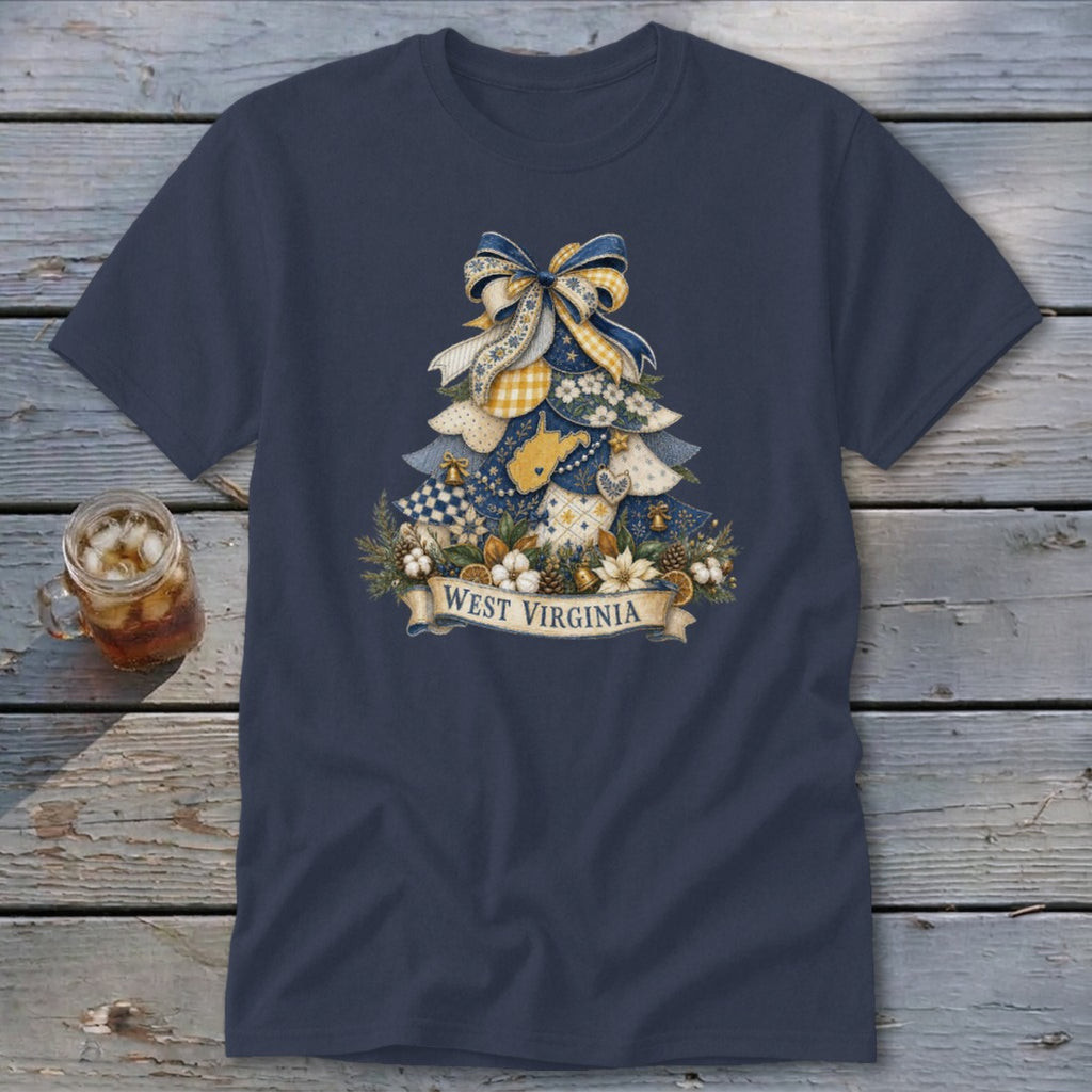 West Virginia Faux Patchwork Christmas Tree Classic Tee