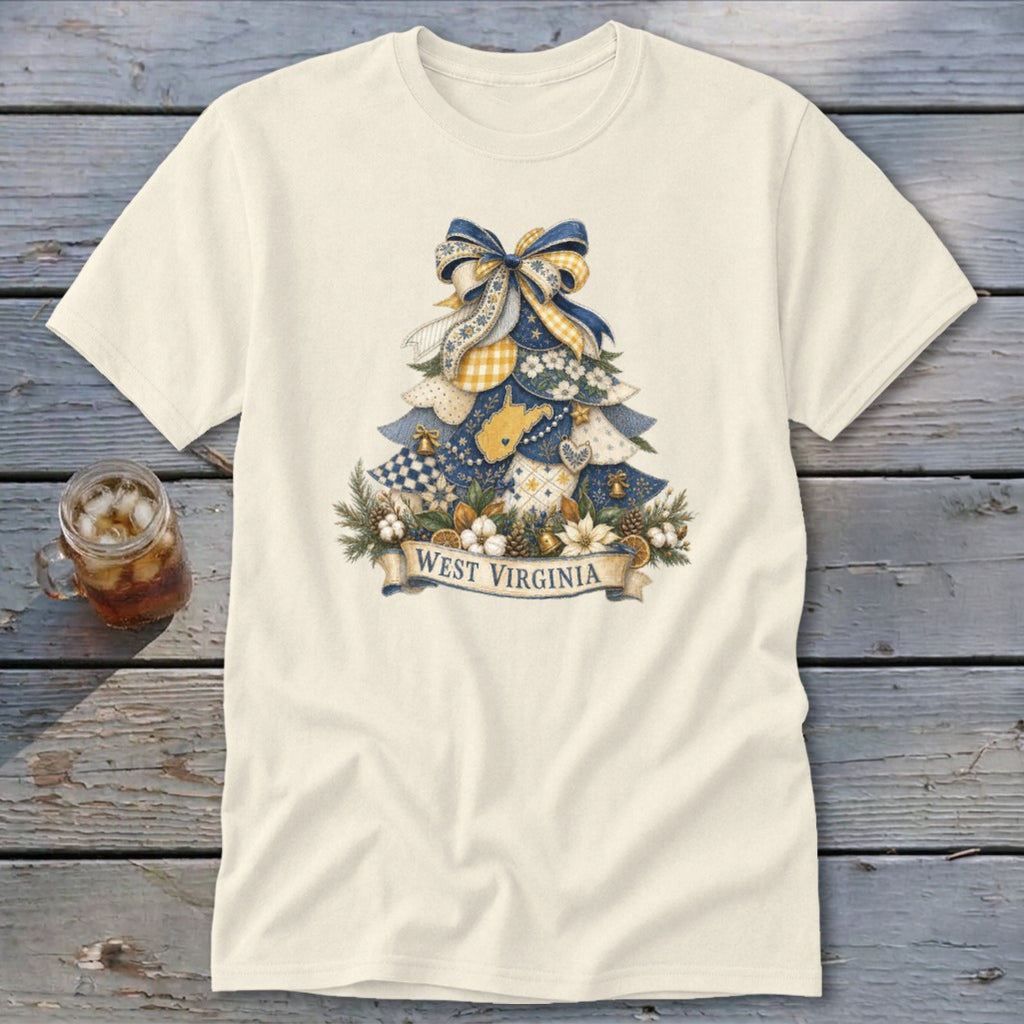 West Virginia Faux Patchwork Christmas Tree Classic Tee