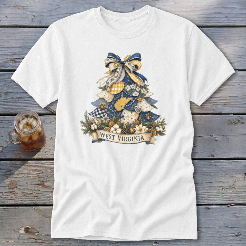 West Virginia Faux Patchwork Christmas Tree Classic Tee
