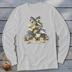 West Virginia Faux Patchwork Christmas Tree Long Sleeve Tee