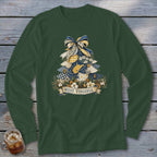 West Virginia Faux Patchwork Christmas Tree Long Sleeve Tee