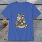 West Virginia Faux Patchwork Christmas Tree V-neck
