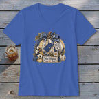 West Virginia Faux Patchwork Pumpkin V-neck
