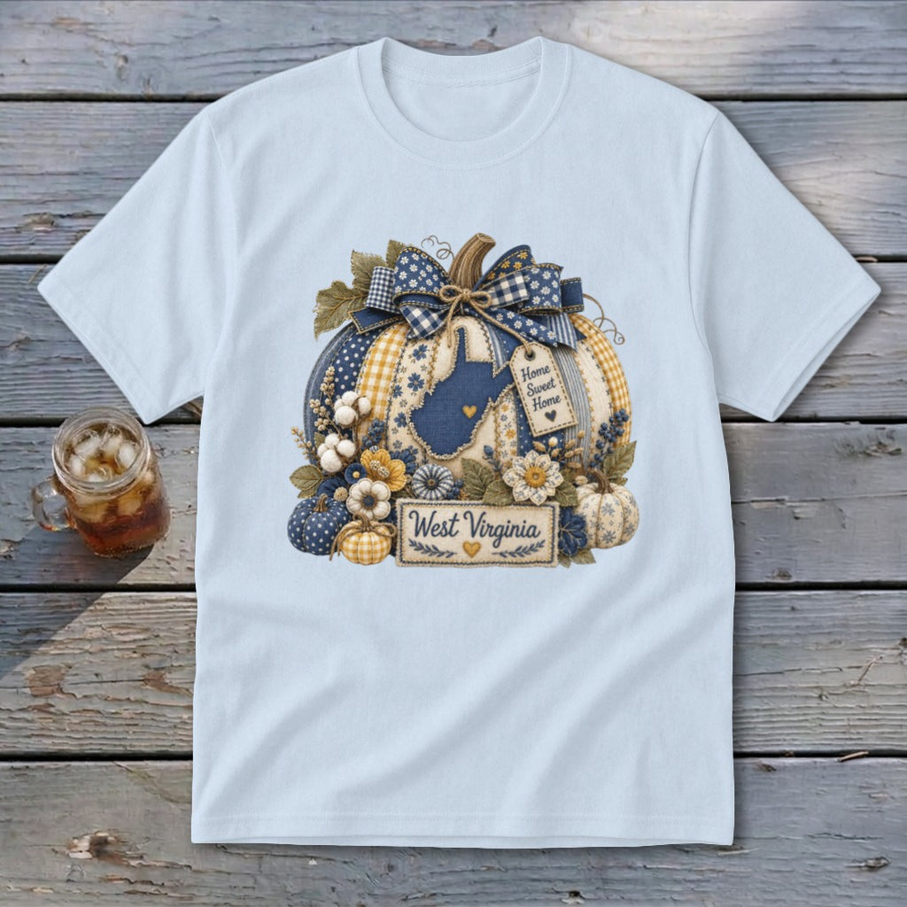 West Virginia Faux Patchwork Pumpkin Youth Tee