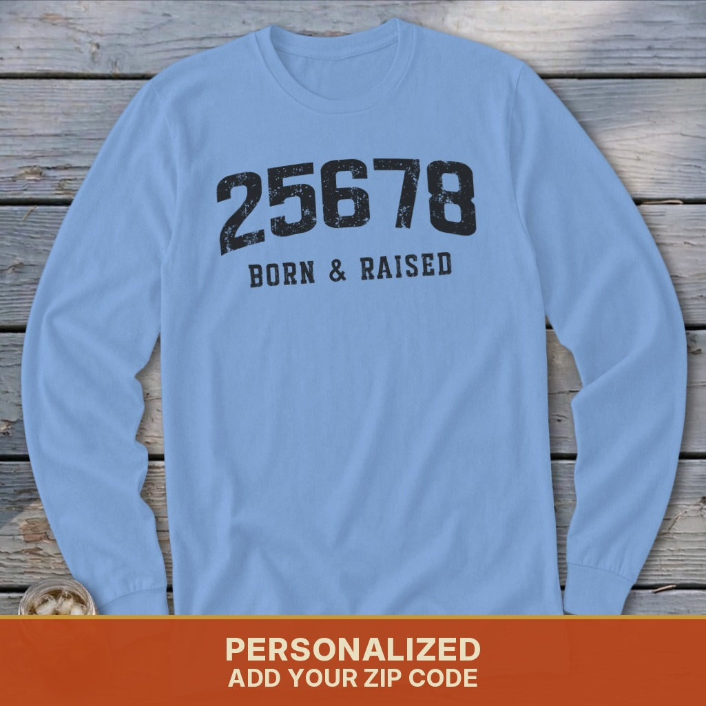 Zip Code Born & Raised Long Sleeve Tee