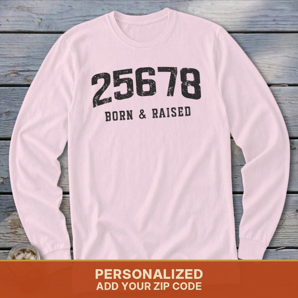 Zip Code Born & Raised Long Sleeve Tee