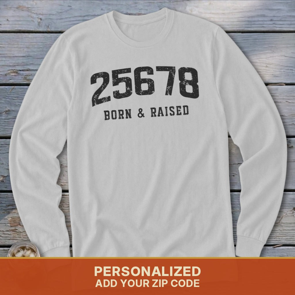 Zip Code Born & Raised Long Sleeve Tee
