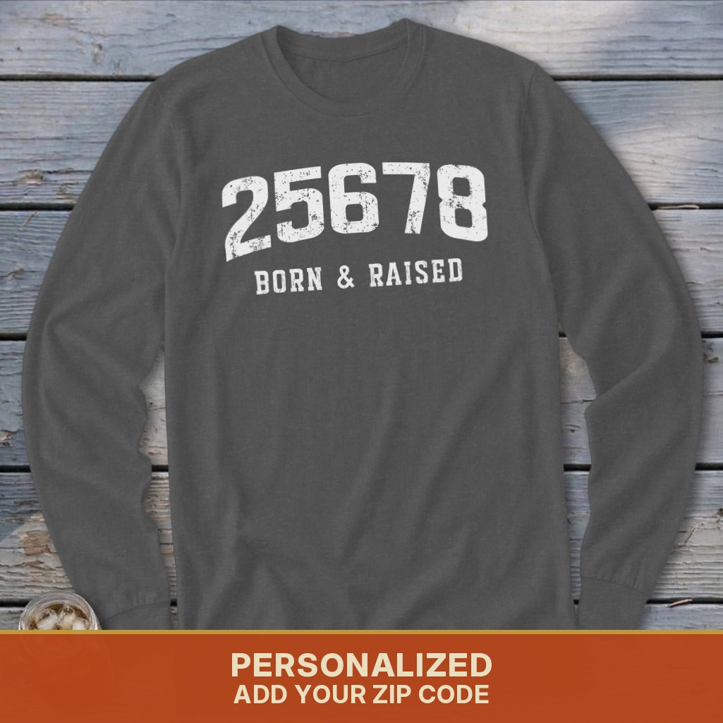 Zip Code Born & Raised Long Sleeve Tee