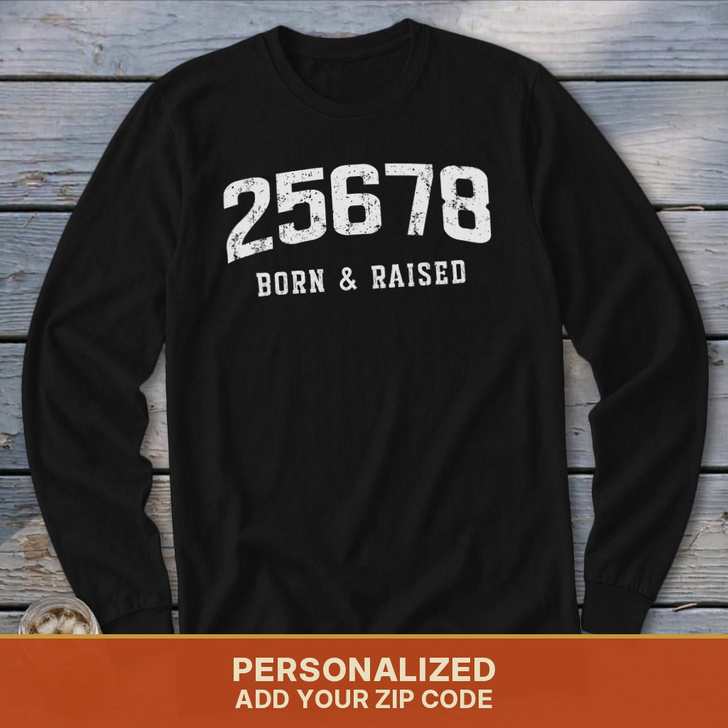 Zip Code Born & Raised Long Sleeve Tee