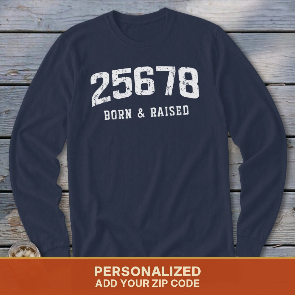 Zip Code Born & Raised Long Sleeve Tee