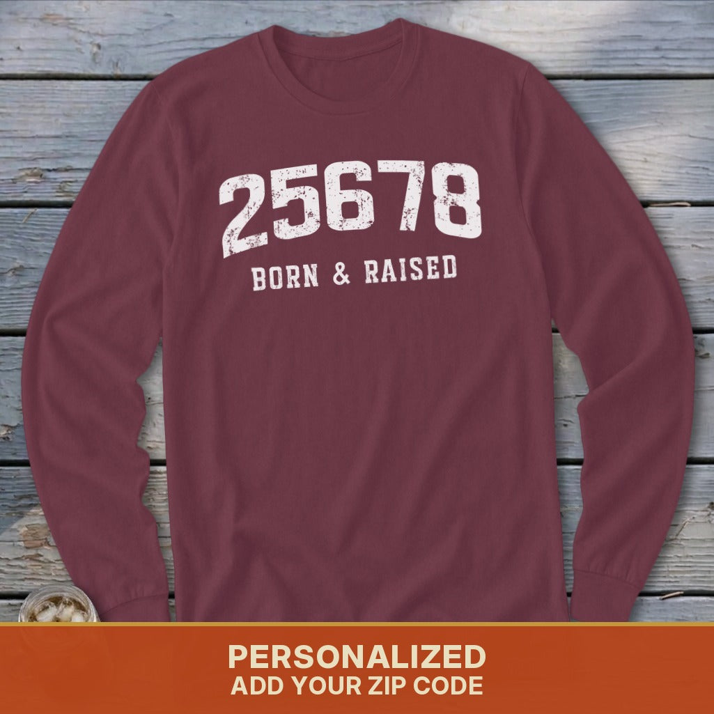 Zip Code Born & Raised Long Sleeve Tee