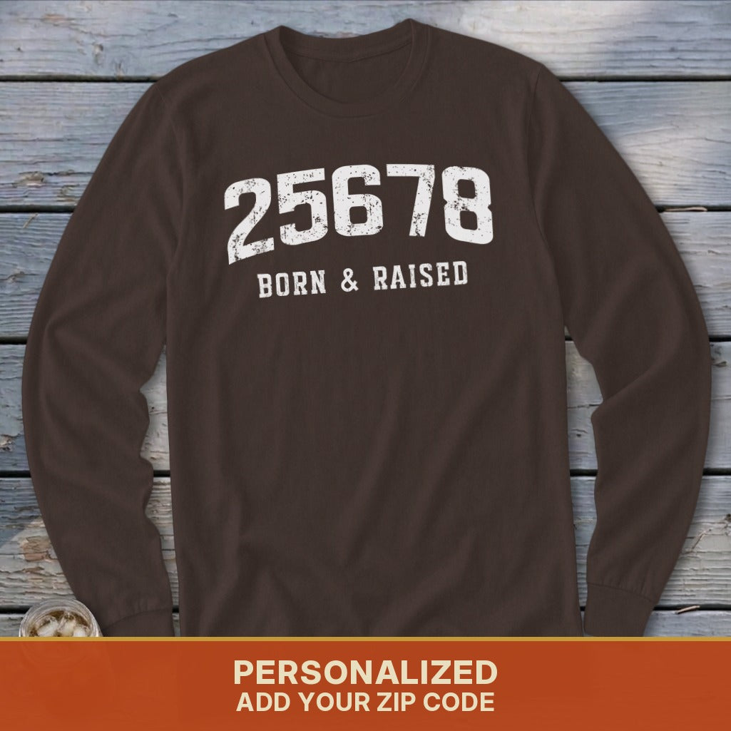 Zip Code Born & Raised Long Sleeve Tee