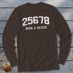 Zip Code Born & Raised Long Sleeve Tee