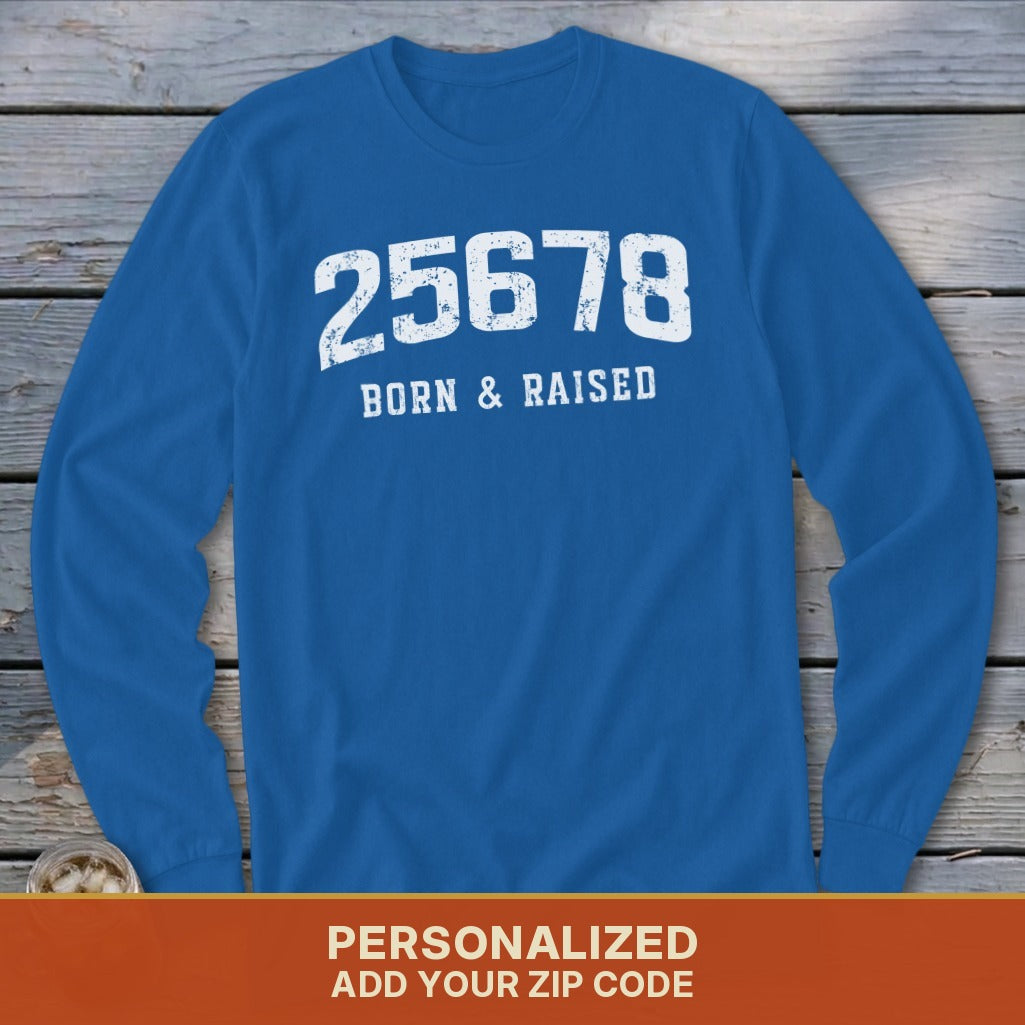 Zip Code Born & Raised Long Sleeve Tee