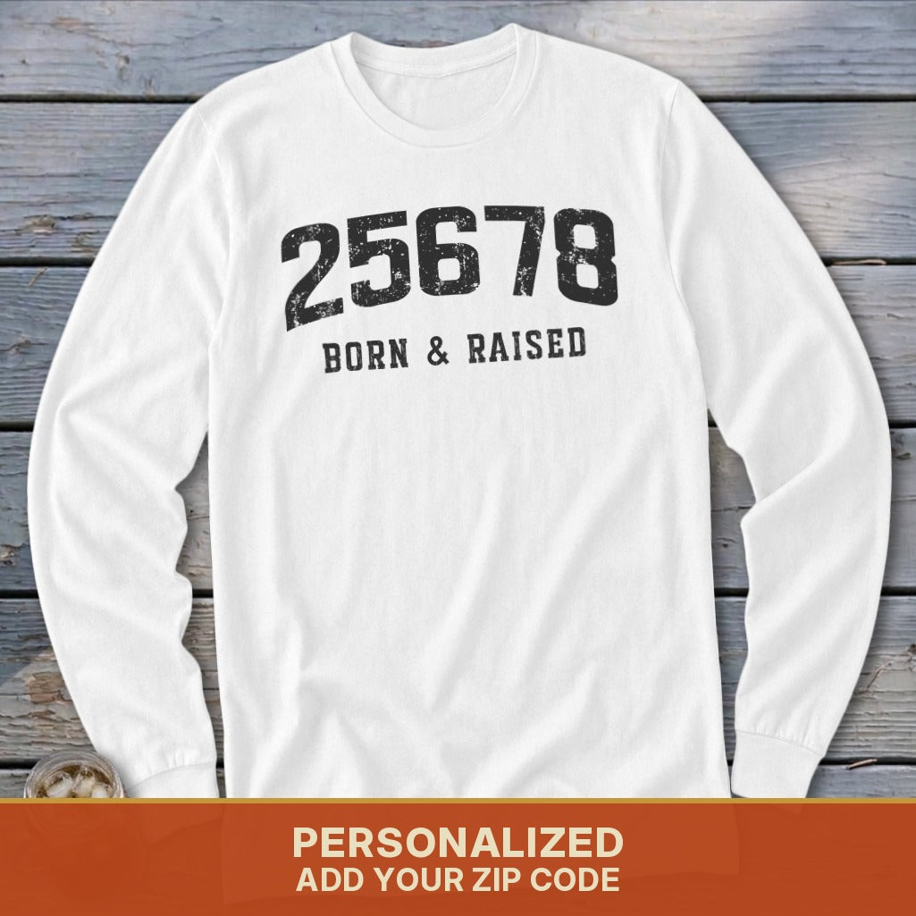 Zip Code Born & Raised Long Sleeve Tee