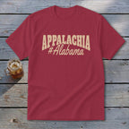 Maroon t-shirt with "APPALACHIA #Alabama" graphic text.