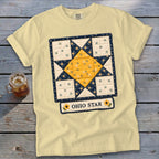Light yellow t-shirt with a quilting block design and "OHIO STAR" text.