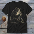 Bear holding a jar filled with stars, with small stars floating around.