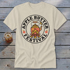 Cream t-shirt with Apple Butter Festival logo featuring a kettle over a campfire.