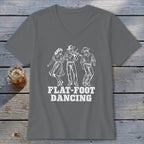 Gray t-shirt with white graphic of three dancers and "FLAT-FOOT DANCING" text.