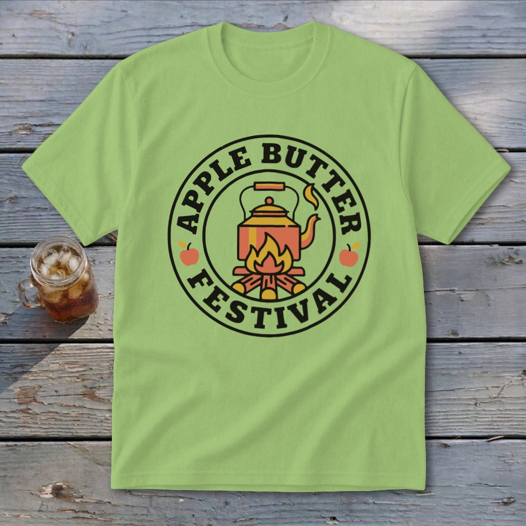Apple Butter Festival graphic with kettle over campfire.