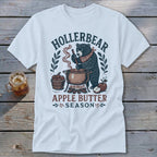 Bear making apple butter with "Hollerbear" and "Apple Butter Season" text.