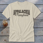 Beige t-shirt with "APPALACHIA #Pennsylvania" printed on the front.