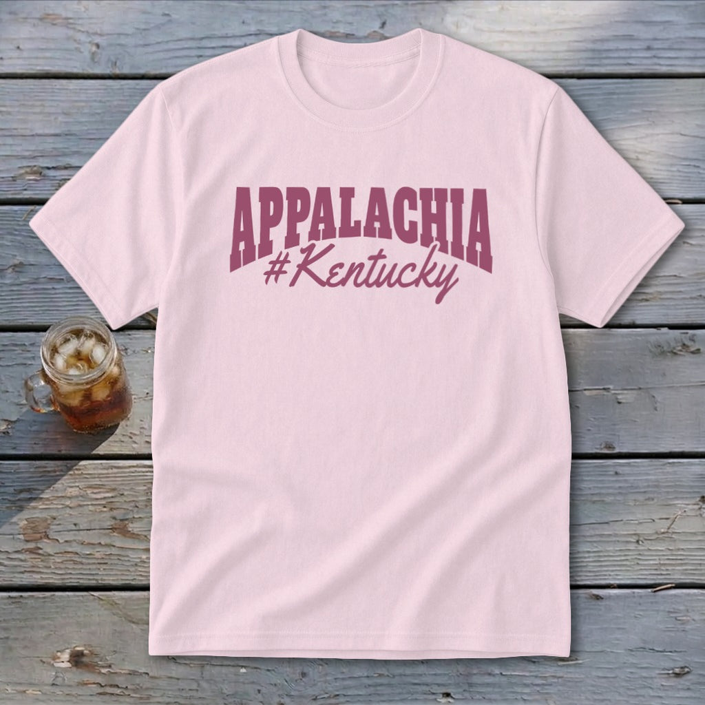 Pink t-shirt with "APPALACHIA #Kentucky" text in maroon.