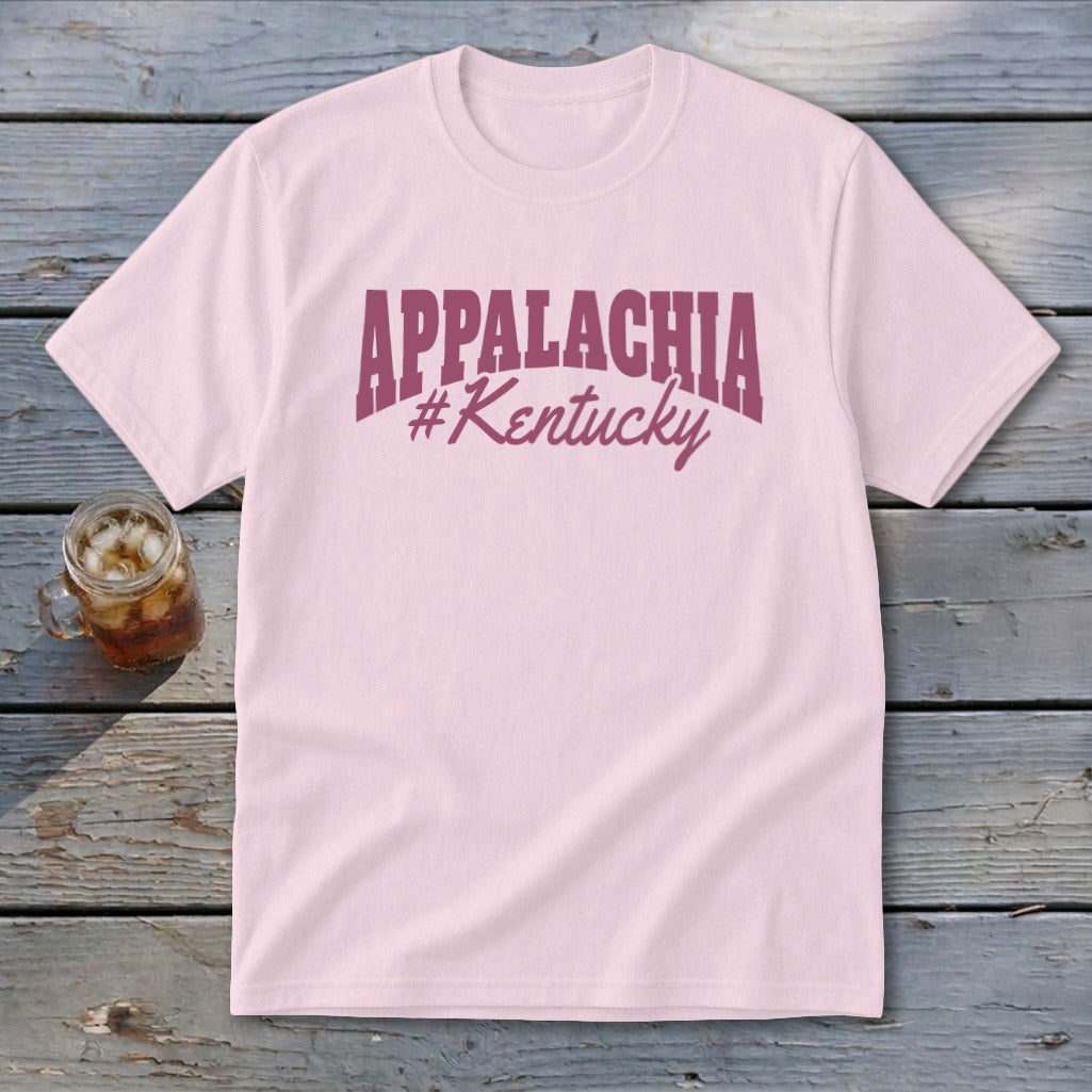 Pink t-shirt with "APPALACHIA #Kentucky" text in maroon.