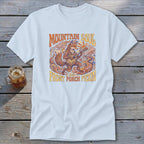 Light blue t-shirt with a fox playing a banjo, "Mountain Soul and Front Porch Pickin'" text.