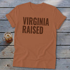 Orange t-shirt with "Virginia Raised" text and a glass of iced tea.