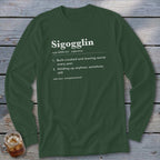 Green long-sleeve shirt with "Sigogg'lin" definition printed on the front.