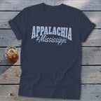 Dark blue t-shirt with light blue "APPALACHIA #Mississippi" text.