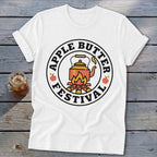 White t-shirt with "Apple Butter Festival" circular logo featuring a kettle over a fire.