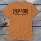 Orange t-shirt with "APPALACHIA #New York" text in brown.