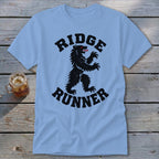 Light blue t-shirt with black "RIDGE RUNNER" text and a black bear graphic.