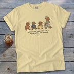 Yellow t-shirt with bears saying "You'uns", "Yinz", "Y'all", and "Mama". Text reads: "No matter how you say it, you're still my babies."