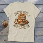 Cream t-shirt with "Dried Apple Stack Cake" text and illustration.
