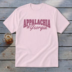 Pink t-shirt with "APPALACHIA #Georgia" text in burgundy.