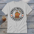 White t-shirt with a circular graphic for the "Apple Butter Festival".