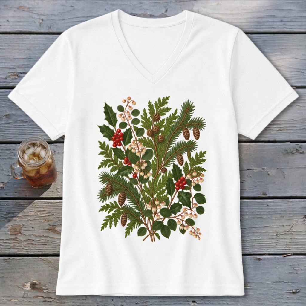 Mountain Winter Greens V-neck
