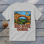 T-shirt with Red River Gorge graphic featuring a natural arch and trees.