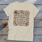 Cream t-shirt with "Mamaw's House Rules" and a list of house rules.