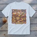 Light blue t-shirt with "Echoes From The Ridge" and Appalachian music artwork.