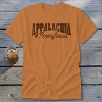 Orange t-shirt with "APPALACHIA #Pennsylvania" text in brown.
