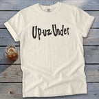 Cream t-shirt with "Up-uz-Under" graphic and Comfort Colors tag.