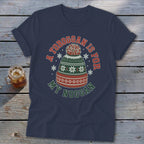 Navy blue t-shirt with a winter hat graphic and text reading "A toboggan is for my noggan."