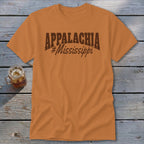 Orange t-shirt with "APPALACHIA #Mississippi" printed in dark brown text.