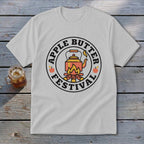 White t-shirt with "Apple Butter Festival" circular logo featuring a kettle over a campfire.