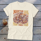 Cream t-shirt with "Mountain Soul" and "Front Porch Pickin'" text and a fox playing a guitar.
